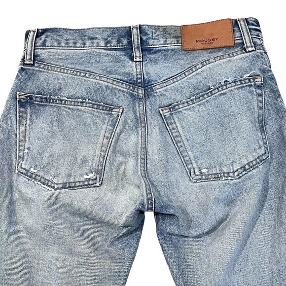 MOUSSY Vintage Jeans Womens 25 Blue Distressed Straight Leg Ankle Length Denim - Picture 6 of 10